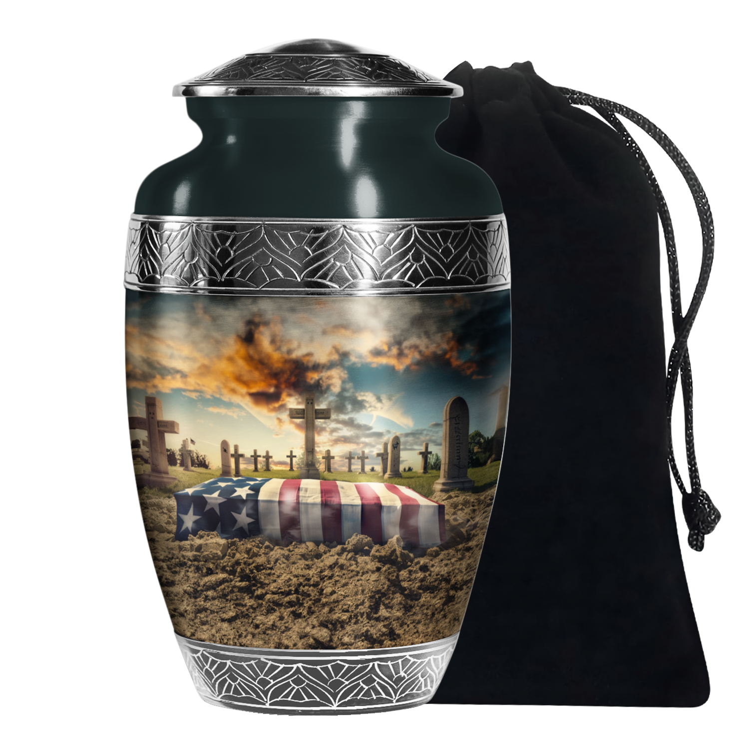 Army Veteran Cremation Urn – Patriotic American Memorial Tribute Urn