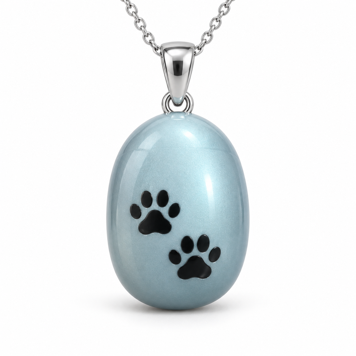 Double Paw Print Urn Necklace for Pet Ashes