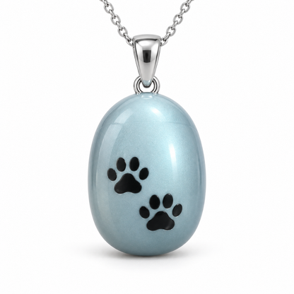 Double Paw Print Urn Necklace for Pet Ashes