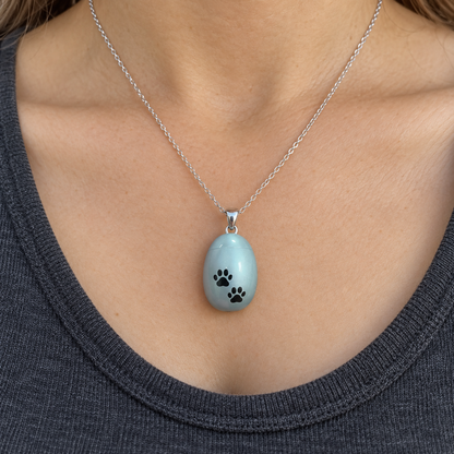 Double Paw Print Urn Necklace for Pet Ashes