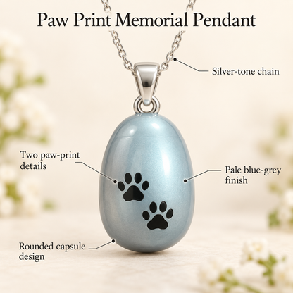 Double Paw Print Urn Necklace for Pet Ashes