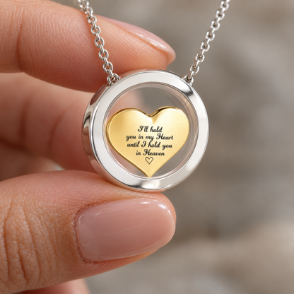 Silver-Tone Urn Pendant with Golden Heart | Memorial Necklace