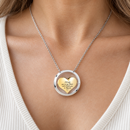 Silver-Tone Urn Pendant with Golden Heart | Memorial Necklace