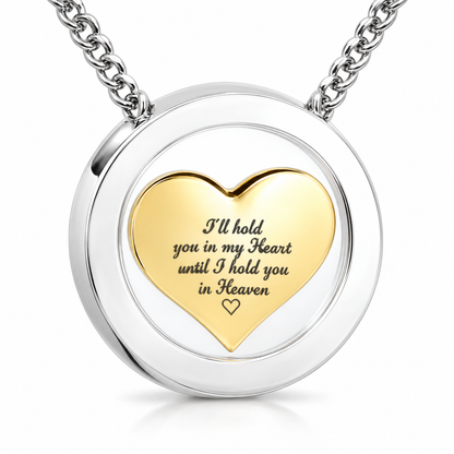 Silver-Tone Urn Pendant with Golden Heart | Memorial Necklace
