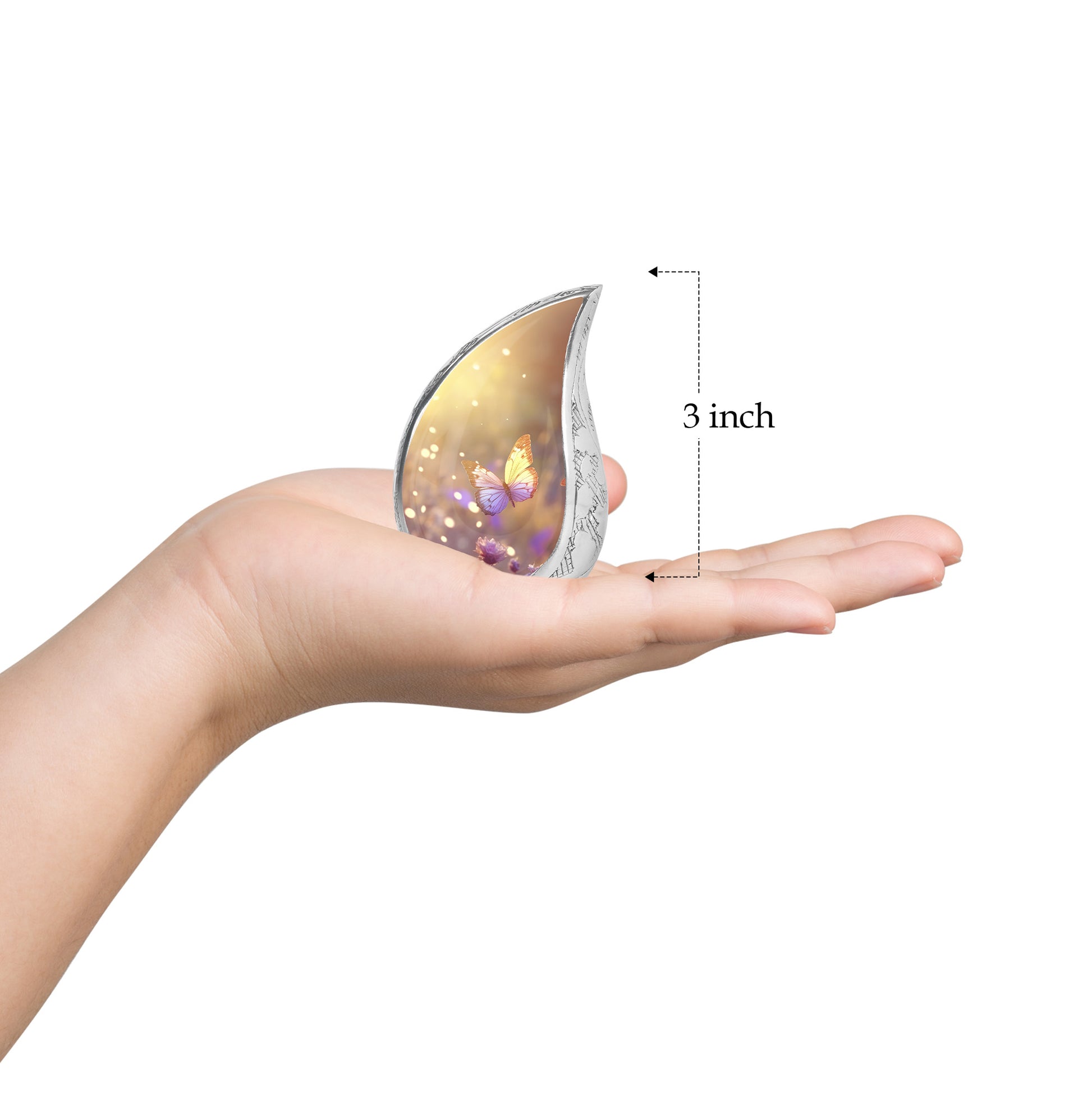 purple Butterfly & flower Urn - Sunset Memorial Urn For Funeral