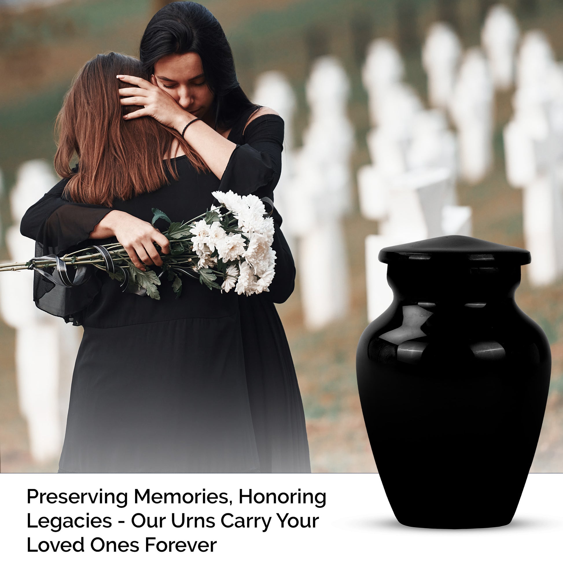 Black Personalized Urn - Beautifully Handcrafted Urns For Human Ashes