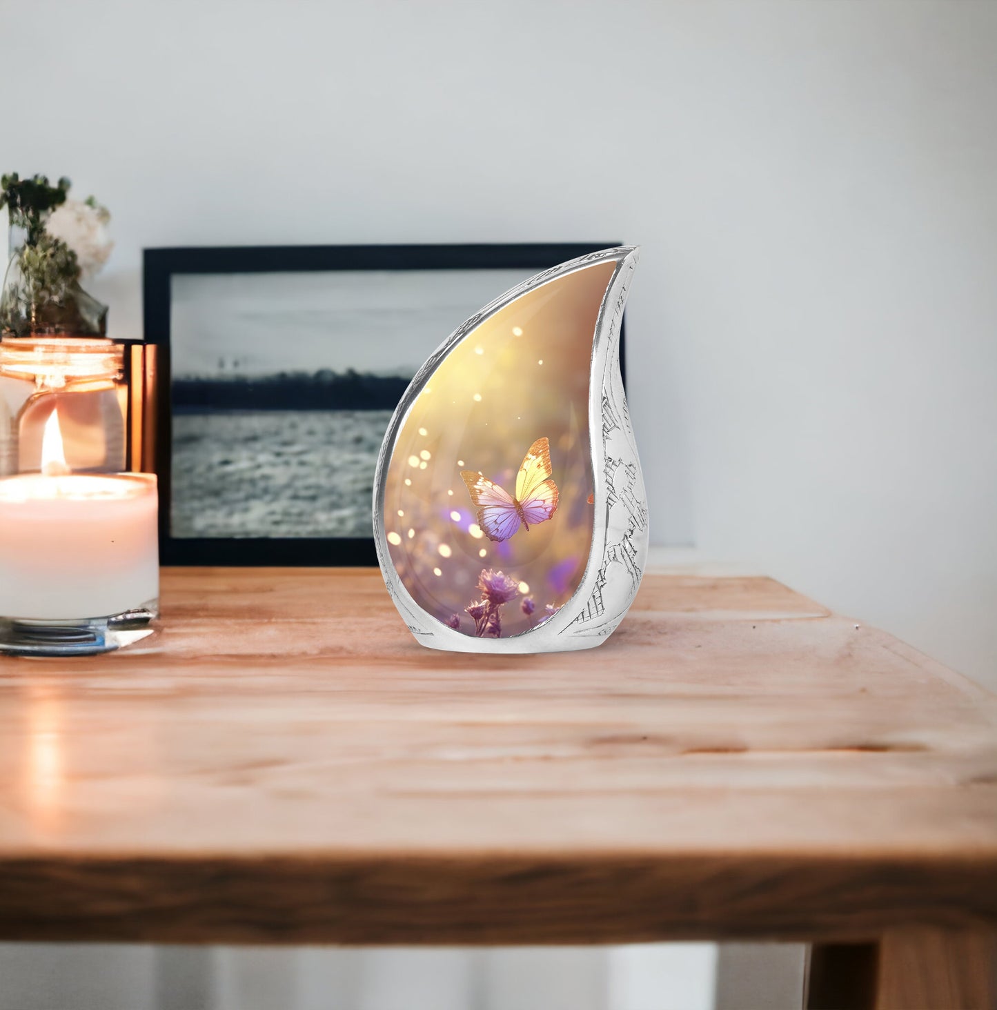 Purple Personalized Butterfly Cremation Urn for Human Ashes - Yatskia