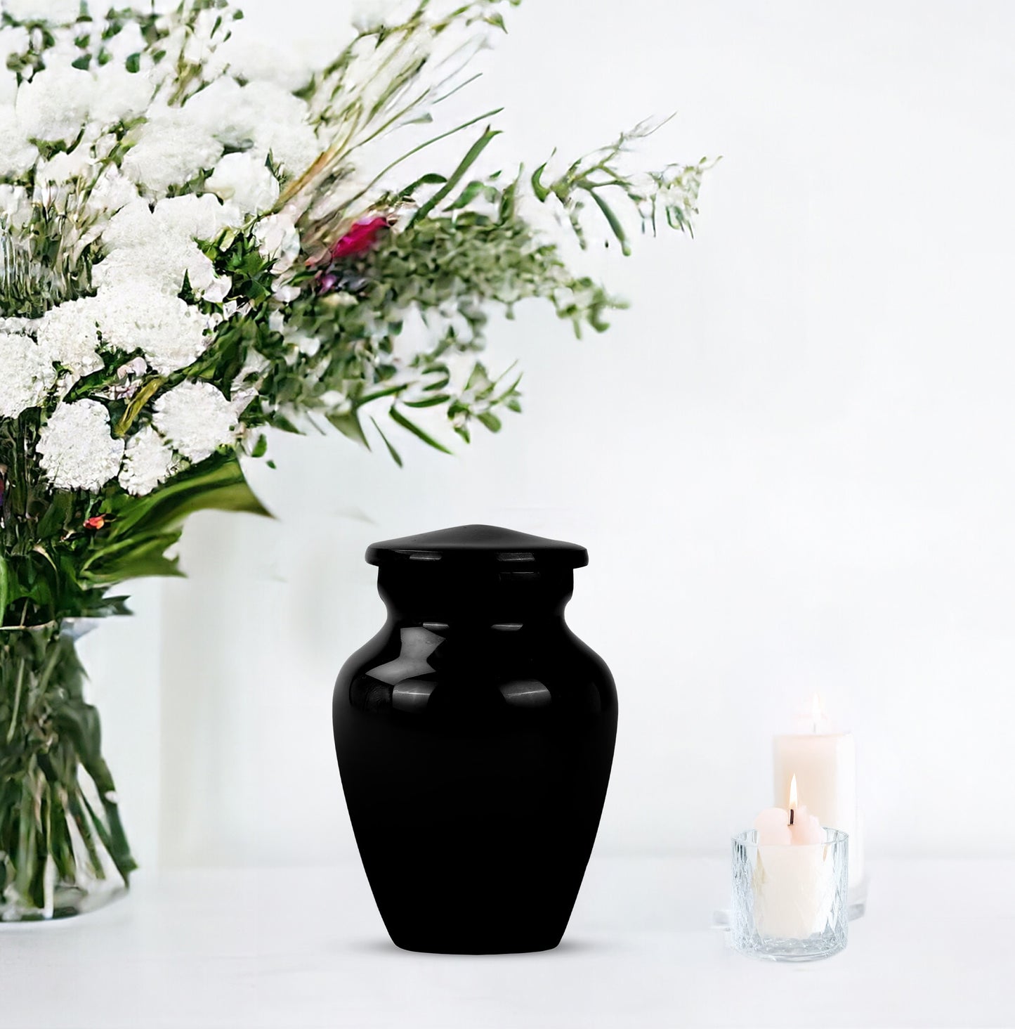 Black Memorial Urn for Loved One Cremation Keepsake