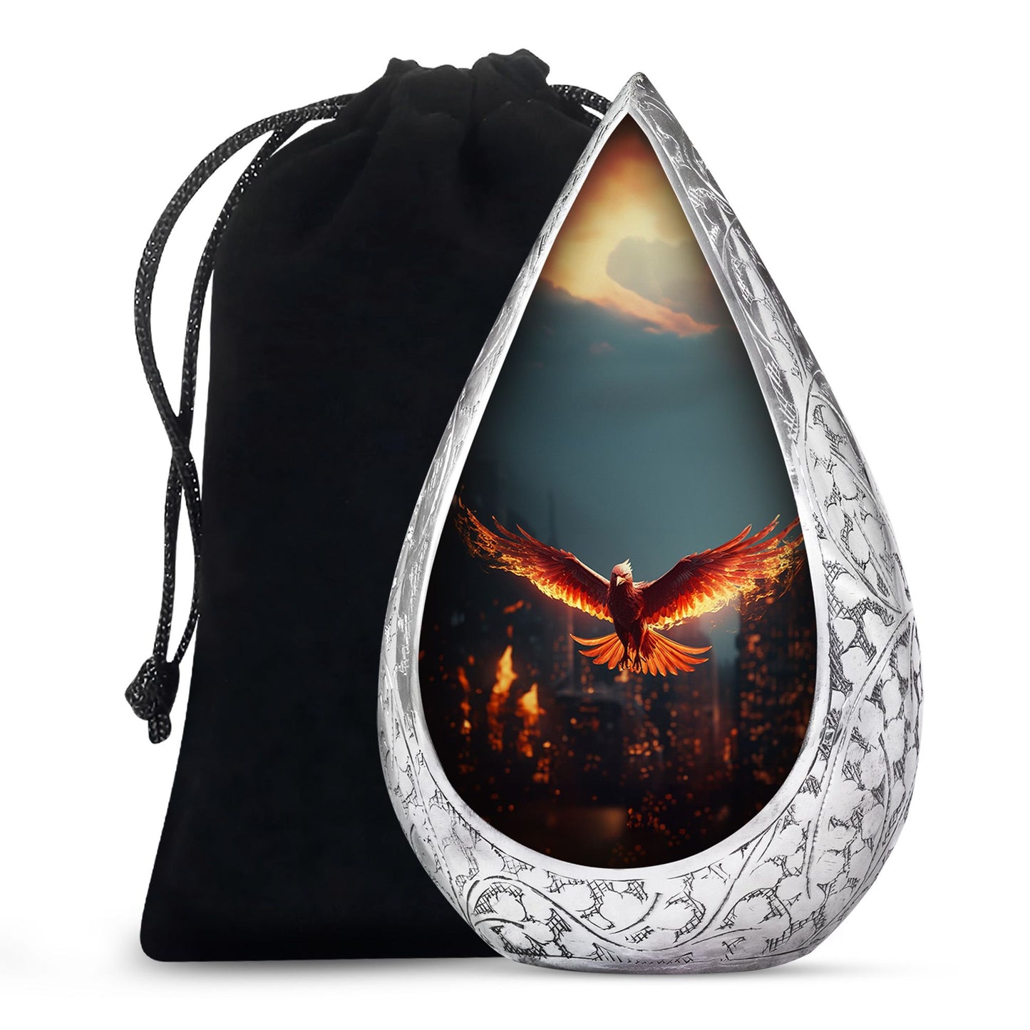 Elegant Phoenix Urn for Men - Metal Funeral Urns for Adult Humam Ashes