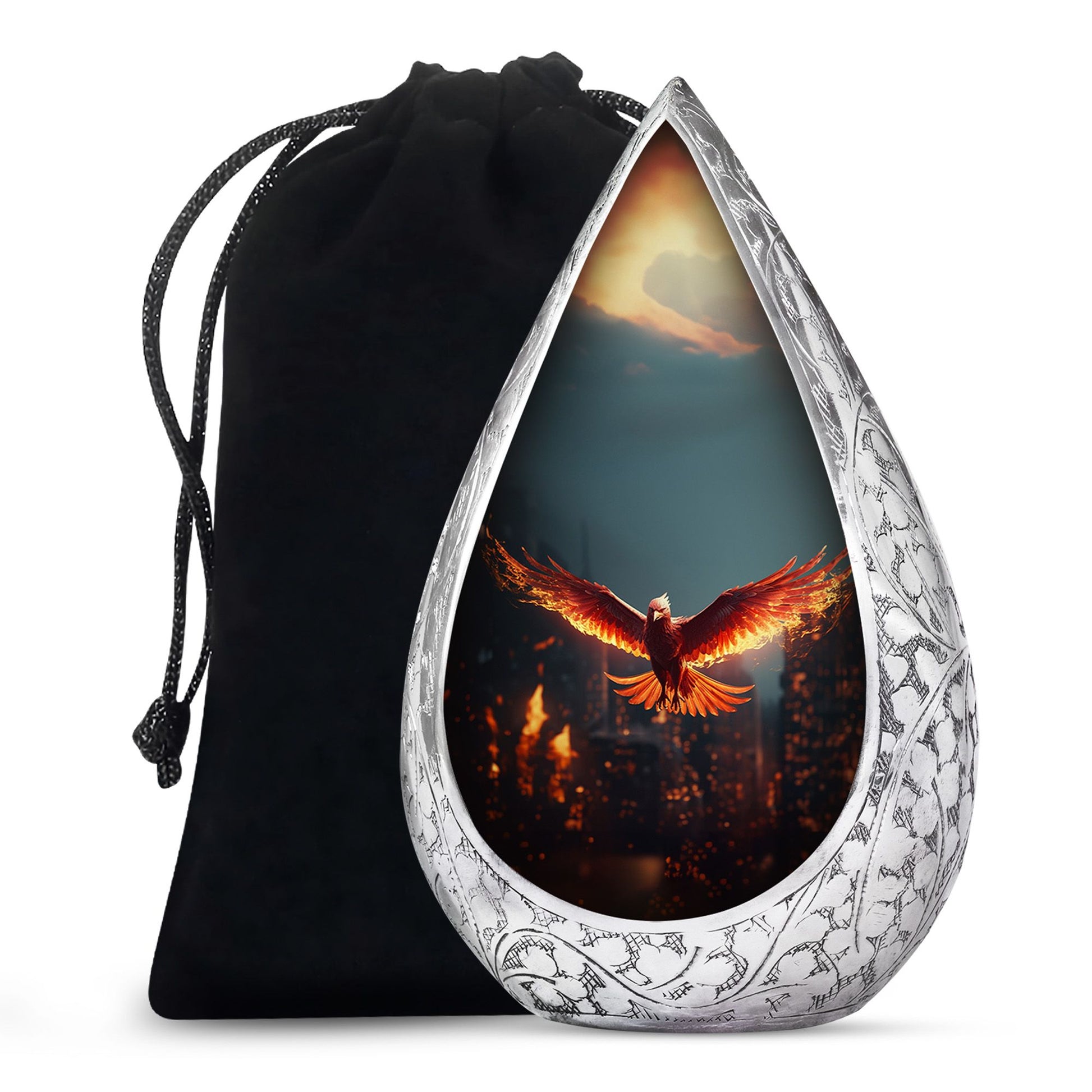 Elegant Phoenix Urn for Men - Metal Funeral Urns for Adult Humam Ashes