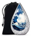 Ocean Waves White Cremation Urn for Mom's Memorial Burial