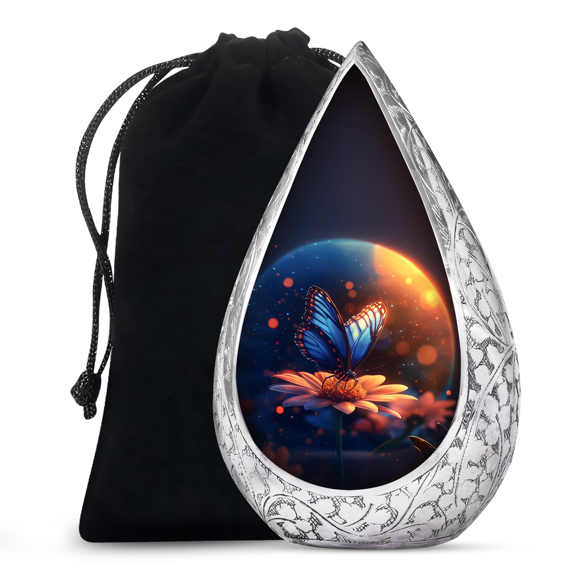 Bule Butterfly Urn For Mom - Sun Flower Cremation Urn For Ashes