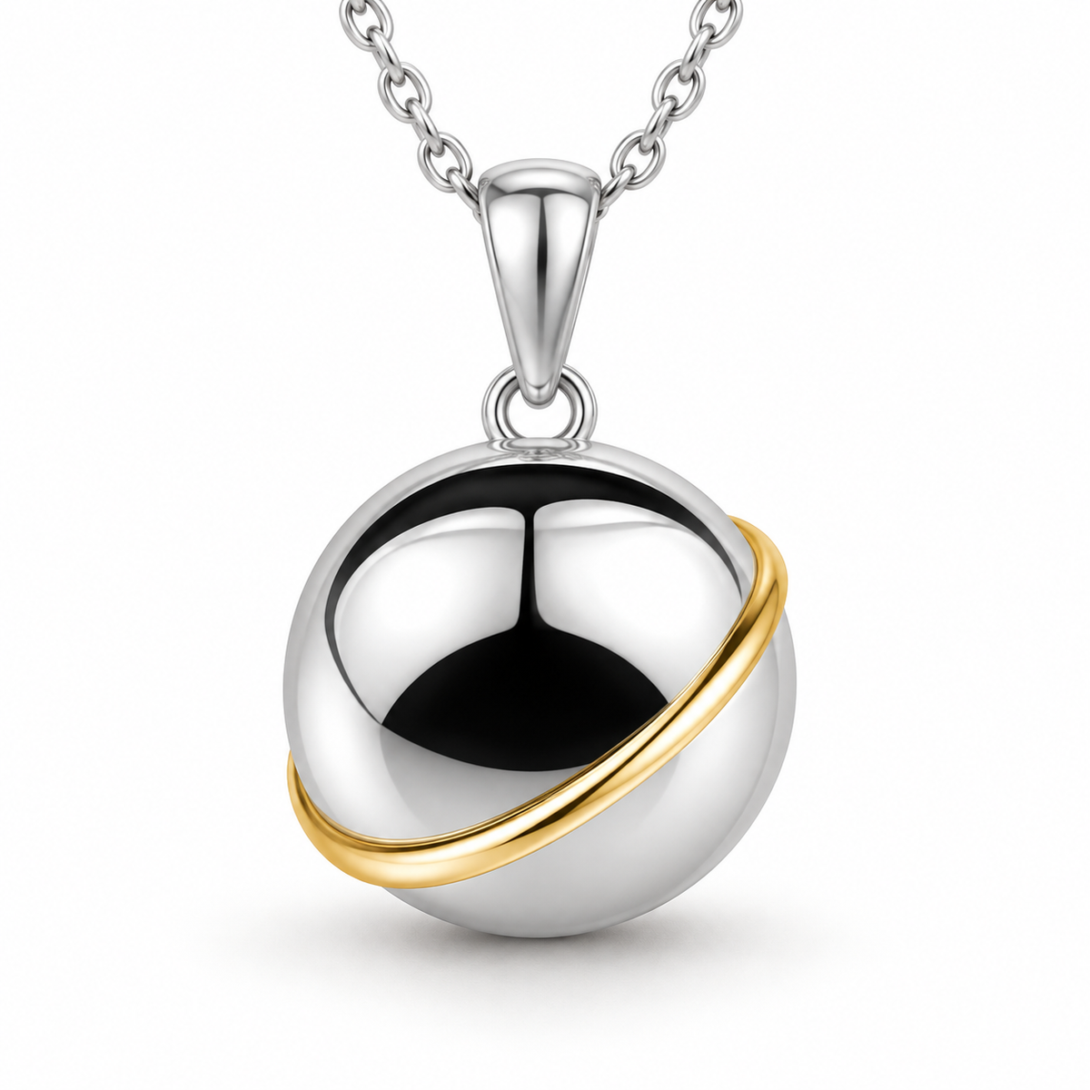 Two-Tone Orb Memorial Pendant Necklace