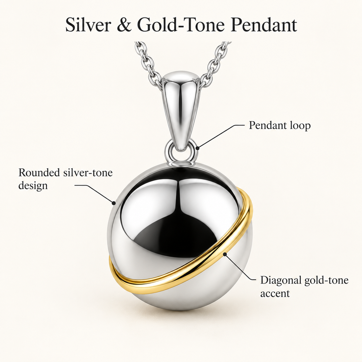 Two-Tone Orb Memorial Pendant Necklace