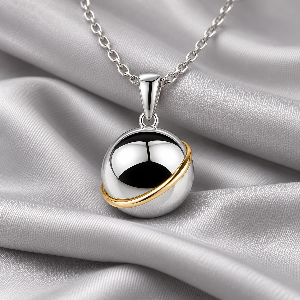 Two-Tone Orb Memorial Pendant Necklace
