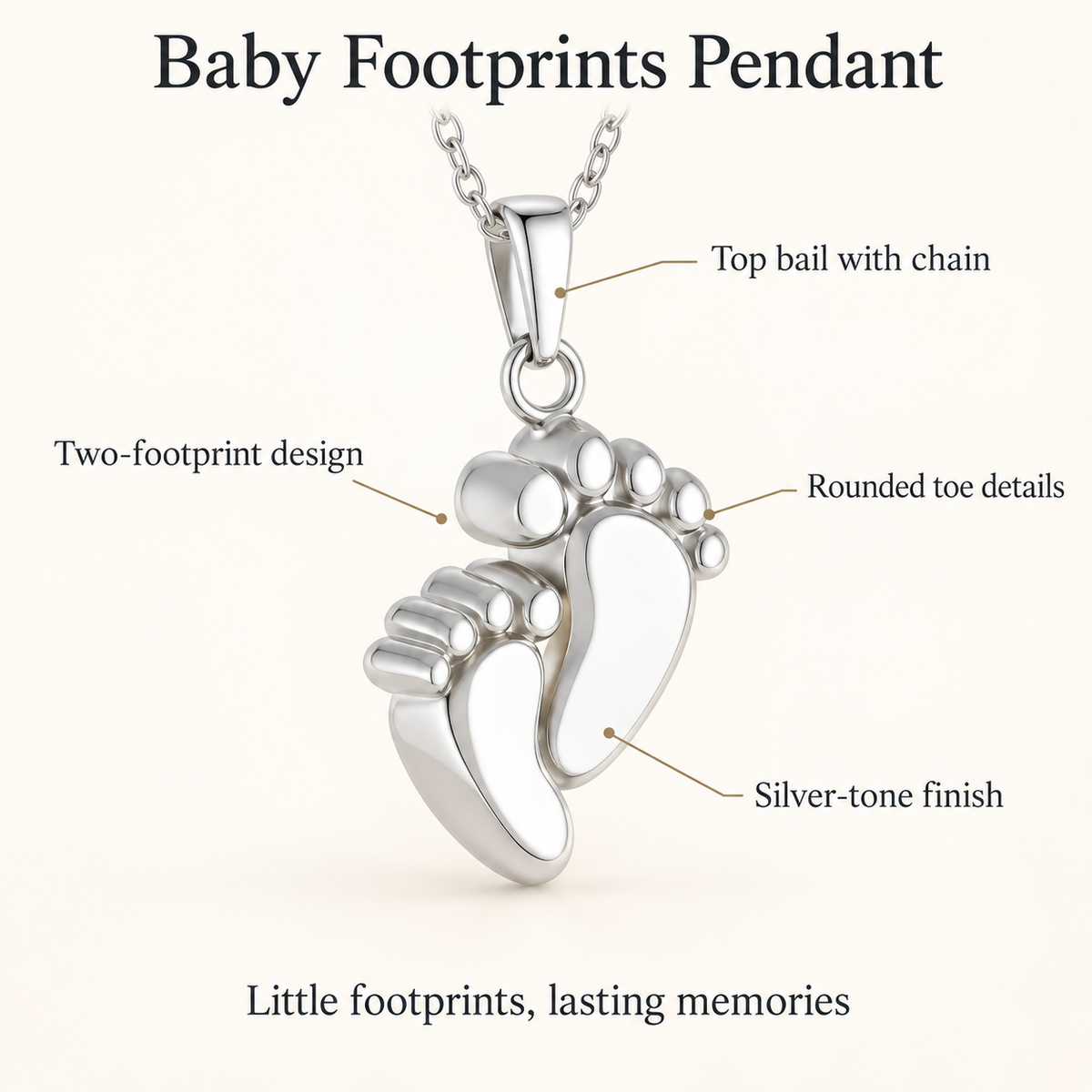 Baby Footprints Memorial Urn Necklace for Ashes