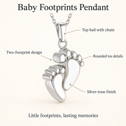 Baby Footprints Memorial Urn Necklace for Ashes