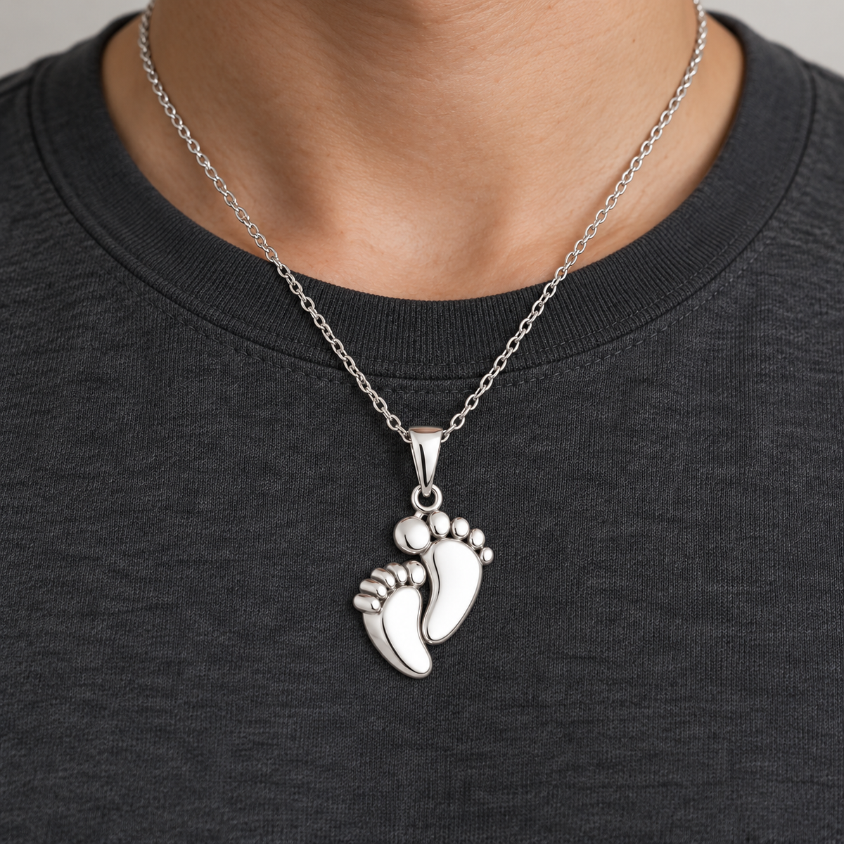 Baby Footprints Memorial Urn Necklace for Ashes