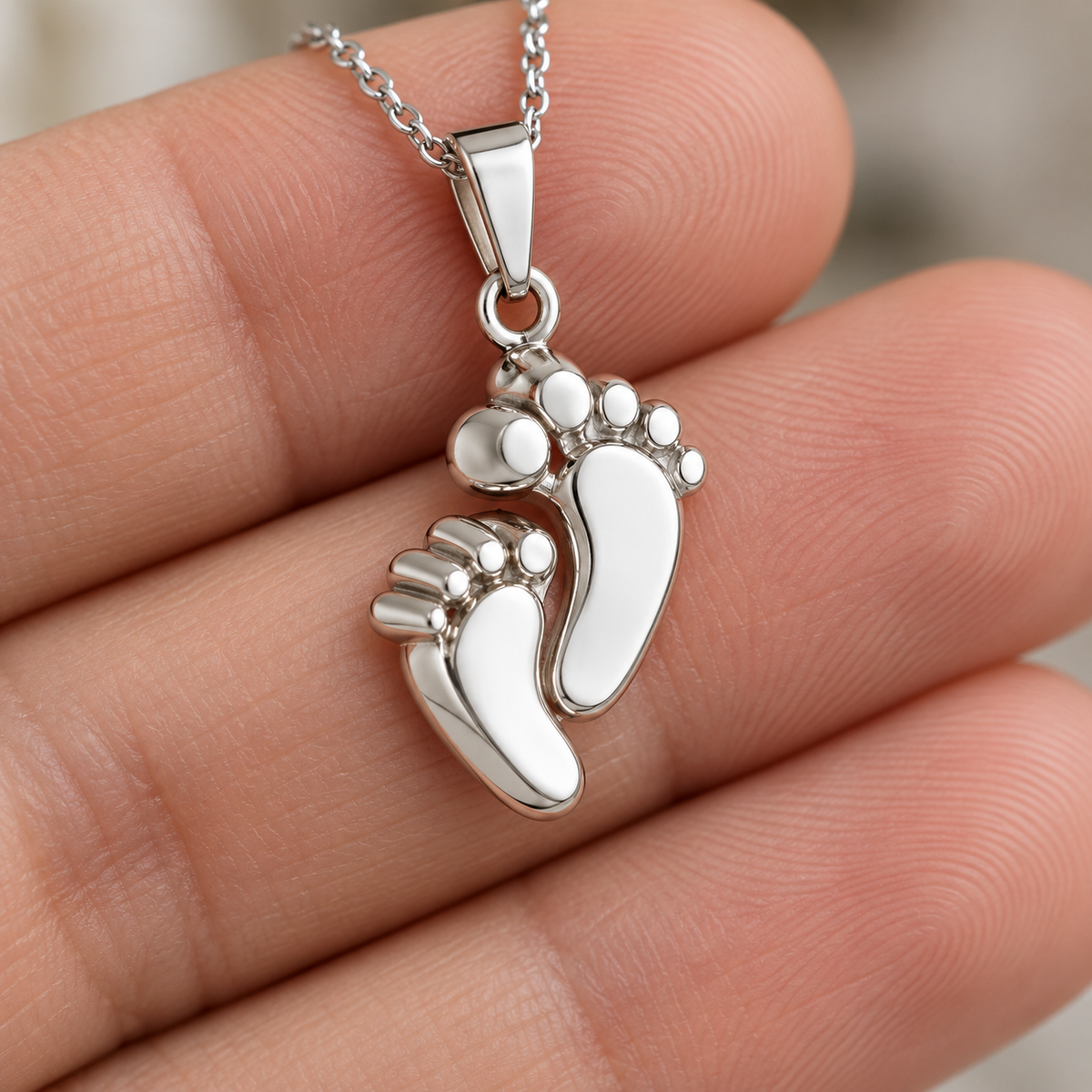 Baby Footprints Urn Necklace for Ashes