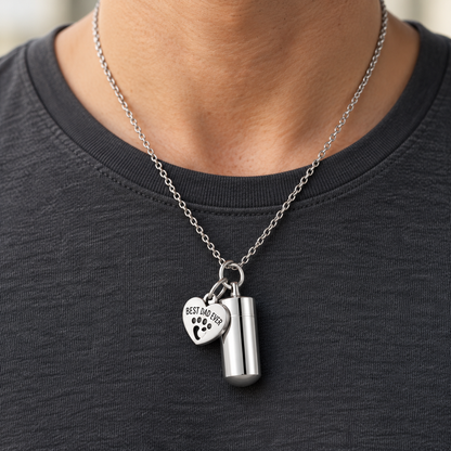 Dad Keepsake Necklace for Ashes | Memorial Urn Pendant
