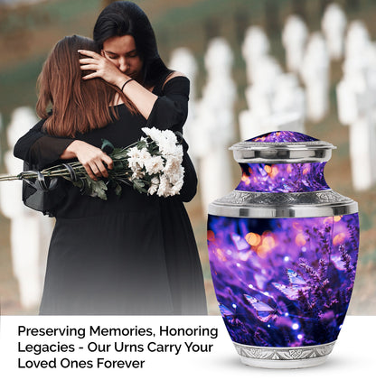 Purple Butterfly Cremation Urn for adult ashes, ideal for both men and women