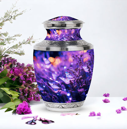 Purple Butterfly Cremation Urn for adult ashes, ideal for both men and women