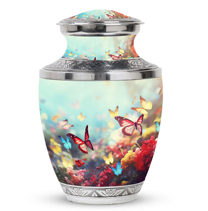 Colorful Butterflies urn for human ashes