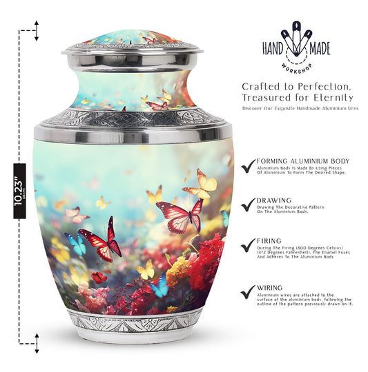 Colorful Butterflies urn for human ashes