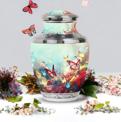 Colorful Butterflies urn for human ashes