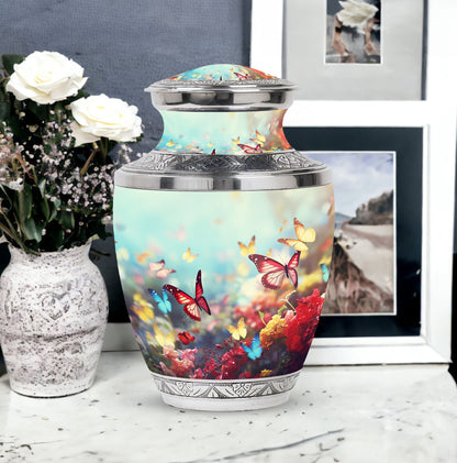 Colorful Butterflies urn for human ashes