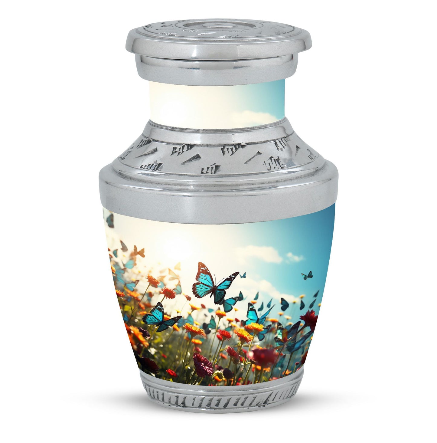 3 inch Classic Butterfly Aluminium Urn for Cremation Ashes