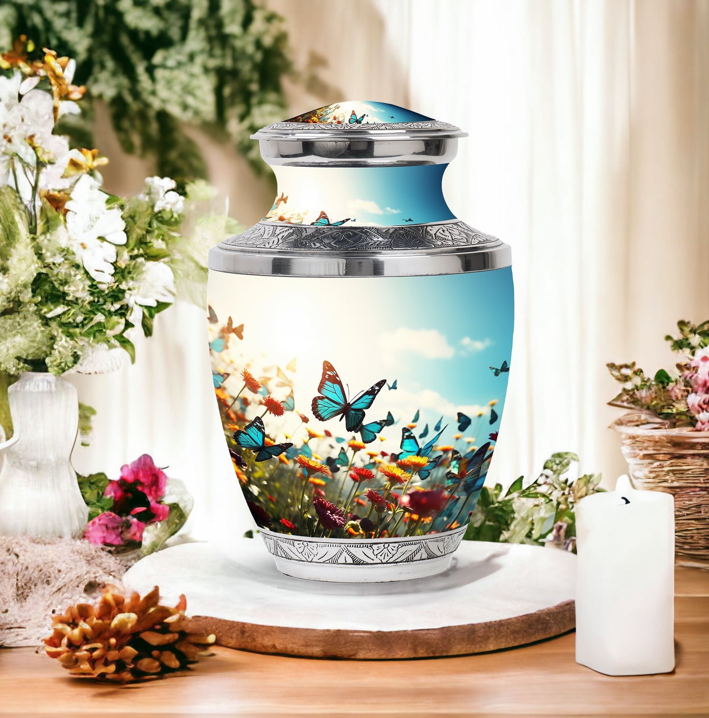 3 inch Classic Butterfly Aluminium Urn for Cremation Ashes
