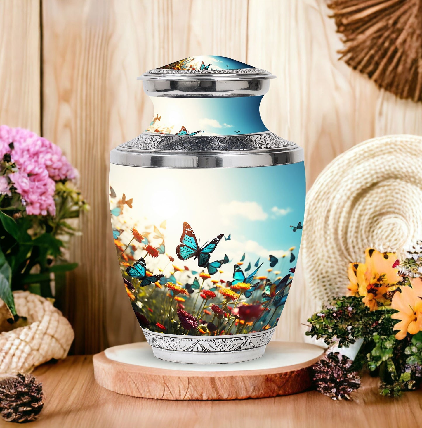 3 inch Classic Butterfly Aluminium Urn for Cremation Ashes