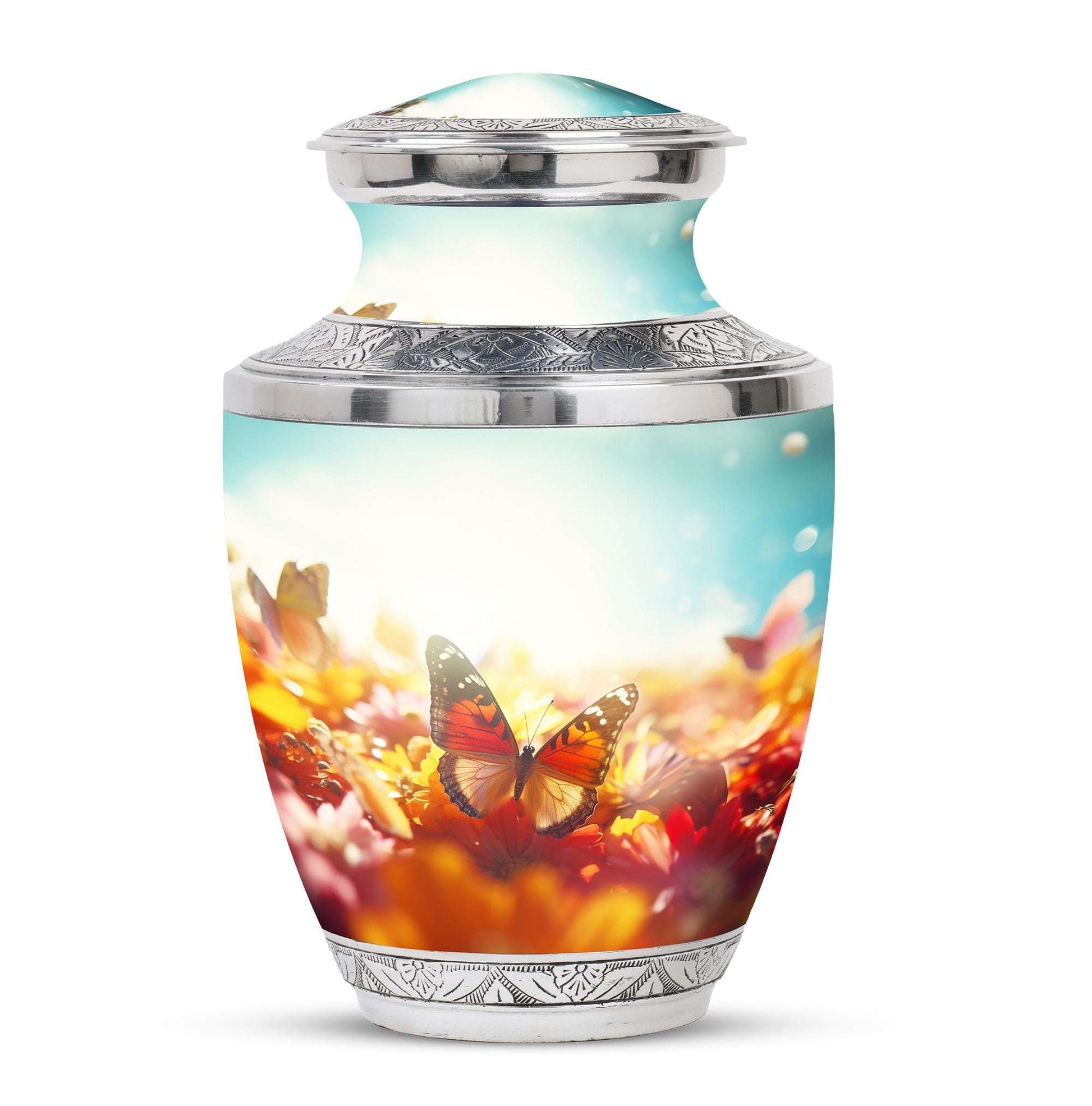 Colorful butterflies urn, cremation urns for women, large and suitable for adult male dad ashes