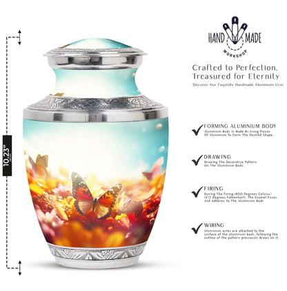 Colorful butterflies urn, cremation urns for women, large and suitable for adult male dad ashes