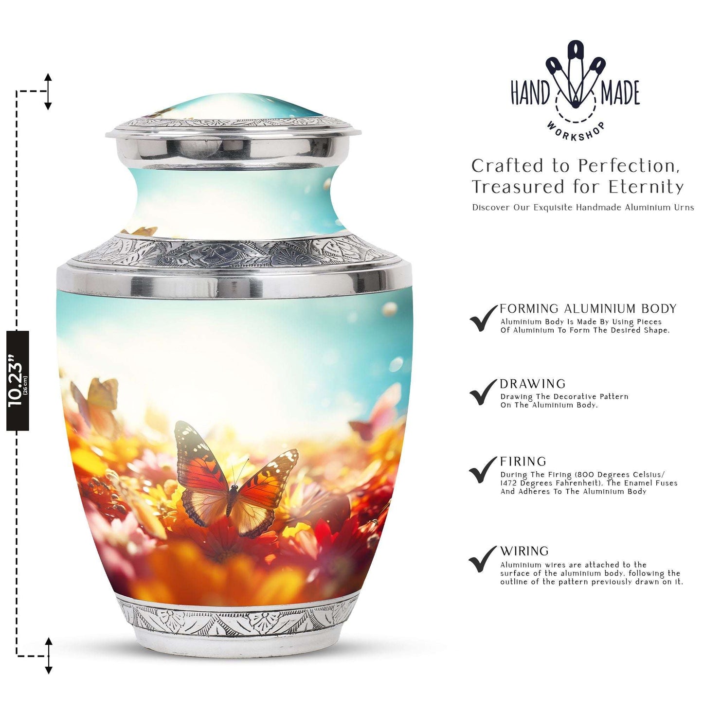 Colorful butterflies urn, cremation urns for women, large and suitable for adult male dad ashes
