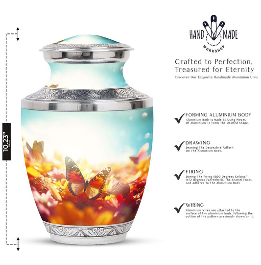 Colorful butterflies urn, cremation urns for women, large and suitable for adult male dad ashes