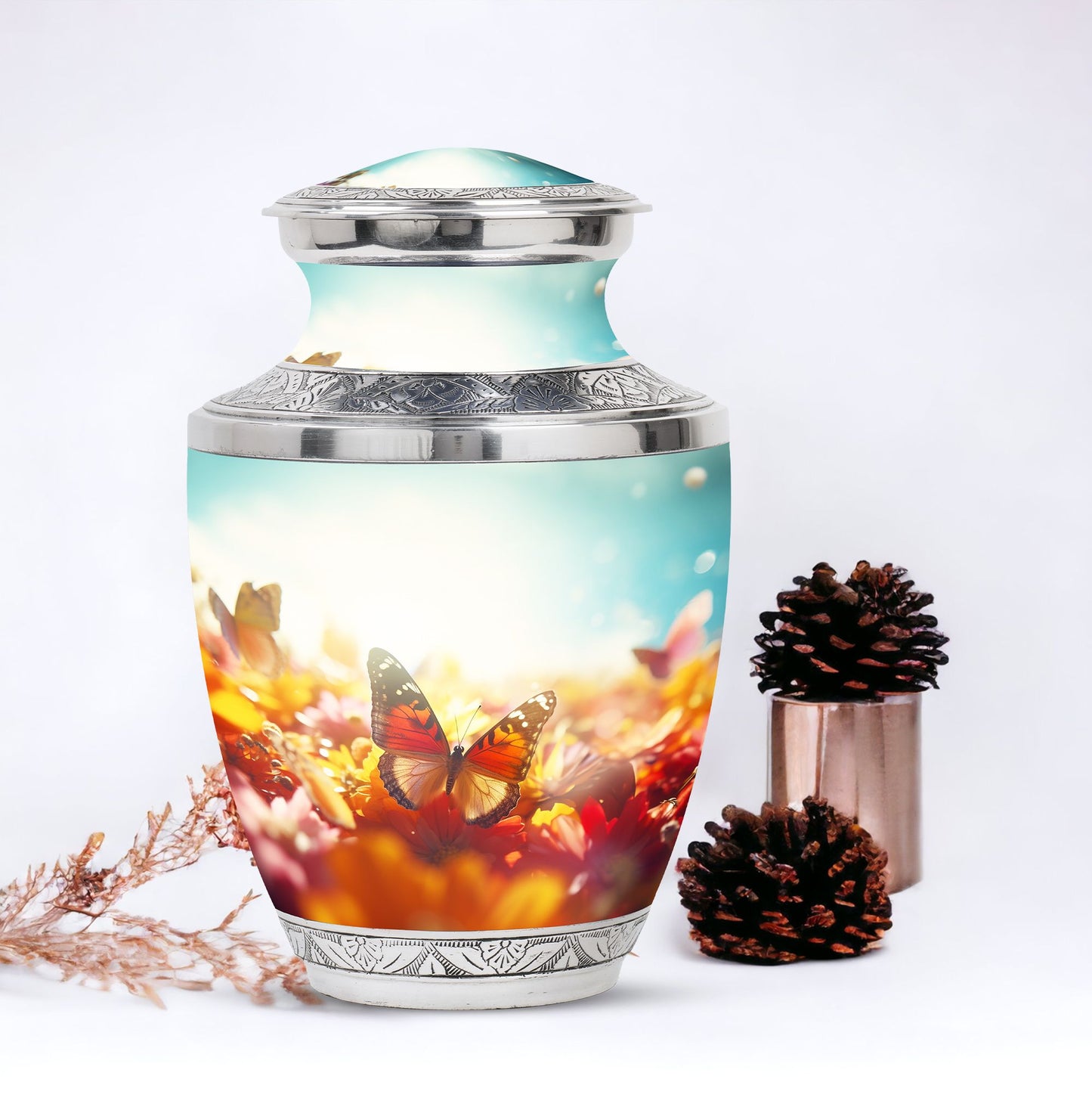 Colorful butterflies urn, cremation urns for women, large and suitable for adult male dad ashes