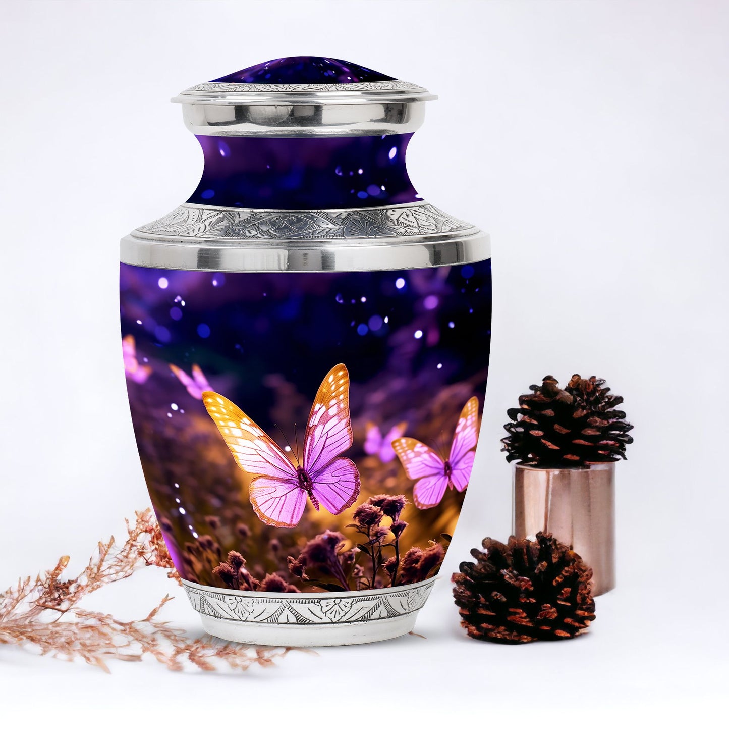 Large Butterflies Urn designed for burial, suitable for adult male or female ashes storage