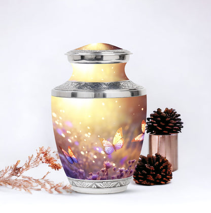 Elegant Butterflies Fly Morning Urn, ideal funeral urns for adult male human ashes, a significant memorial token