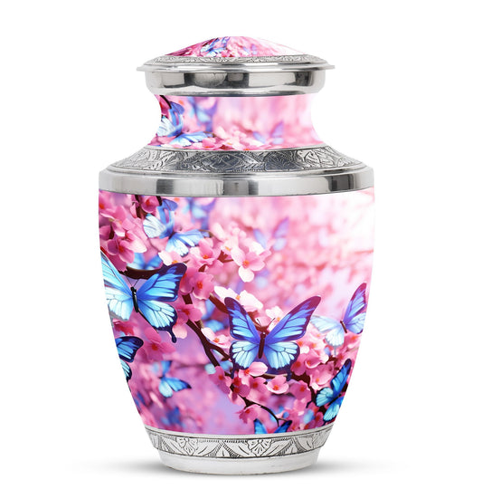 Colorful Butterflies 3-Inch Classic Urn made of Aluminium.