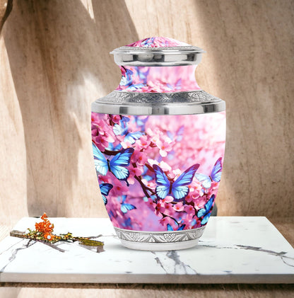 Colorful Butterflies 3-Inch Classic Urn made of Aluminium.