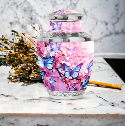 Colorful Butterflies 3-Inch Classic Urn made of Aluminium.