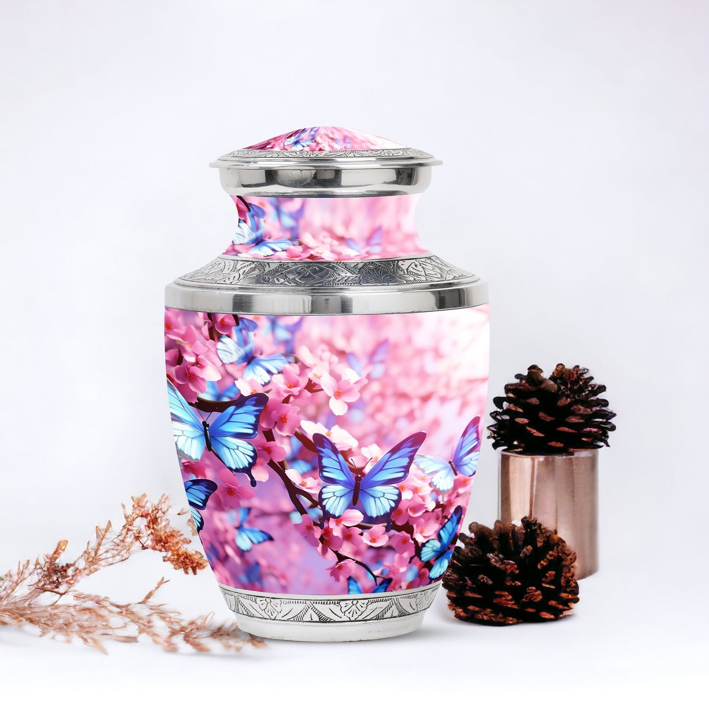 Colorful Butterflies 3-Inch Classic Urn made of Aluminium.