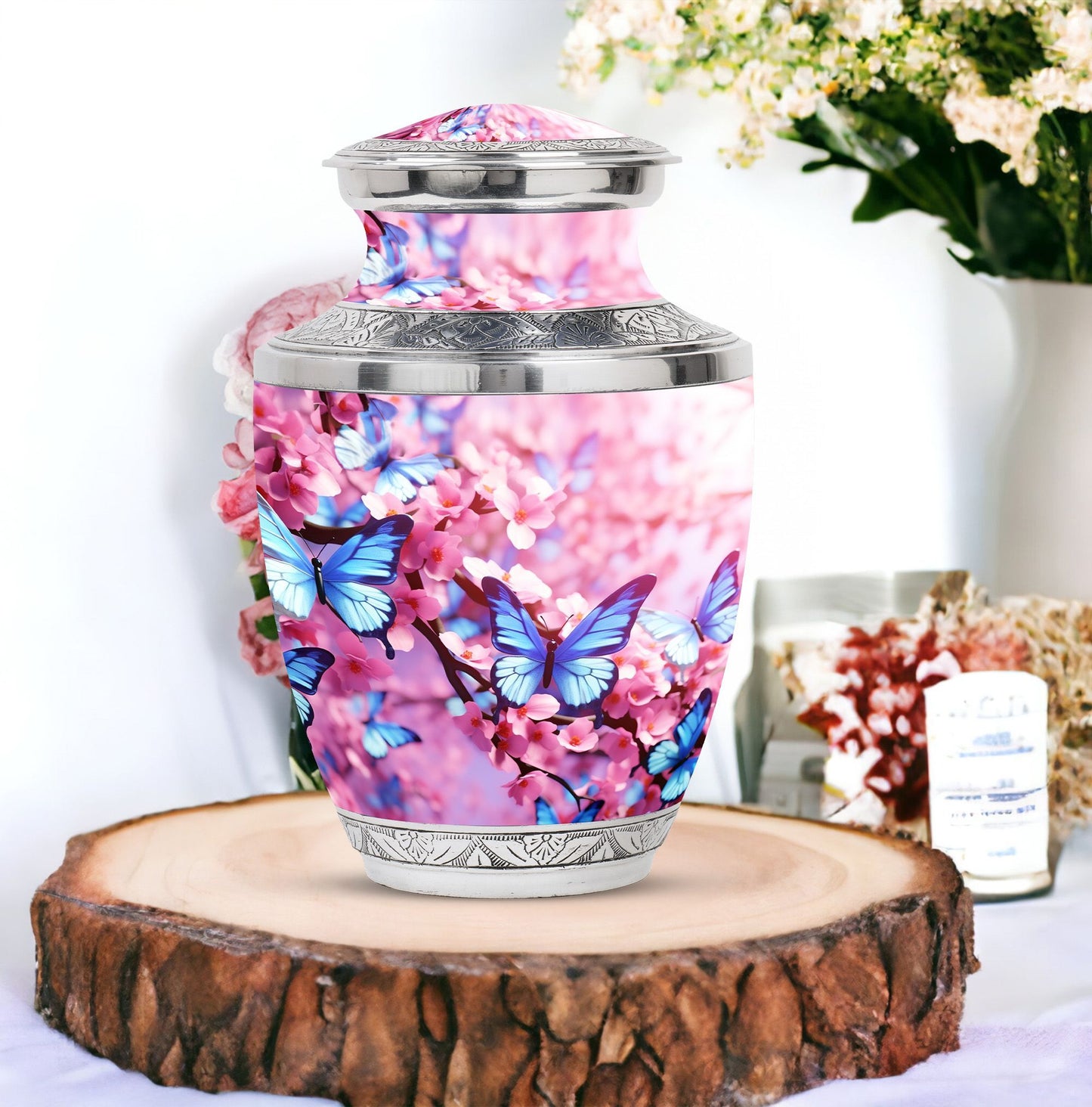 Colorful Butterflies 3-Inch Classic Urn made of Aluminium.