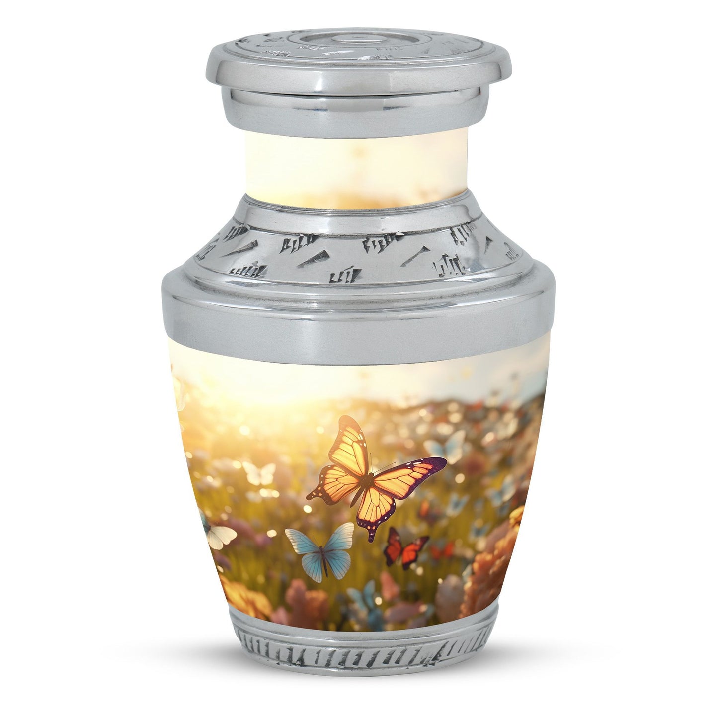 Classic 3-inch Butterflies Memorial Urn made of Aluminium