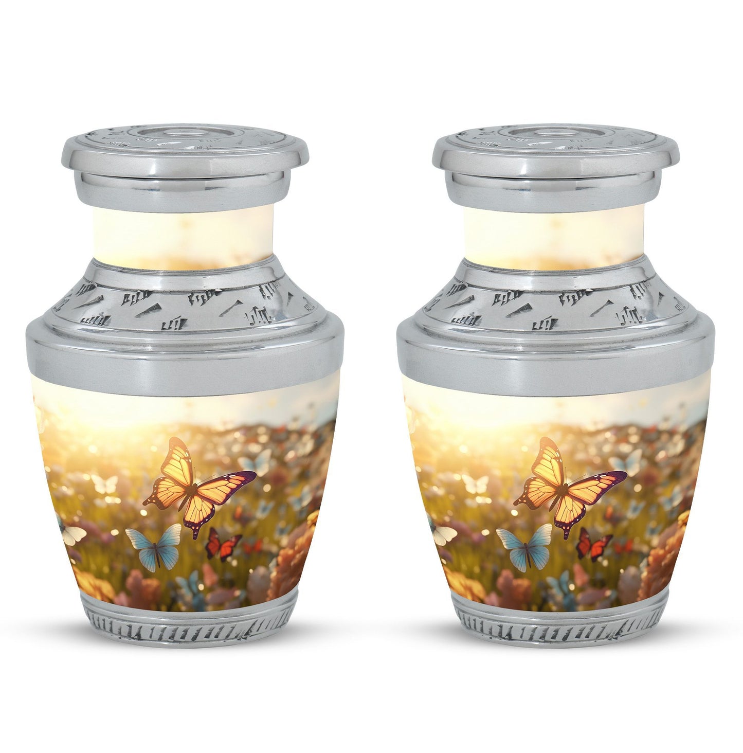 Classic 3-inch Butterflies Memorial Urn made of Aluminium