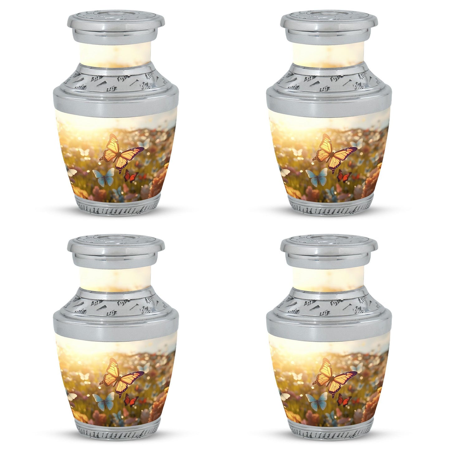 Classic 3-inch Butterflies Memorial Urn made of Aluminium