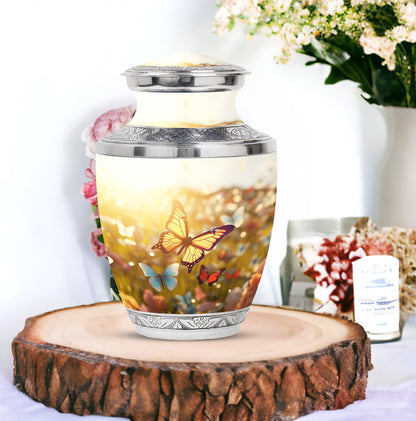Classic 3-inch Butterflies Memorial Urn made of Aluminium