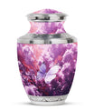 Classic purple butterflies urn for human ashes.